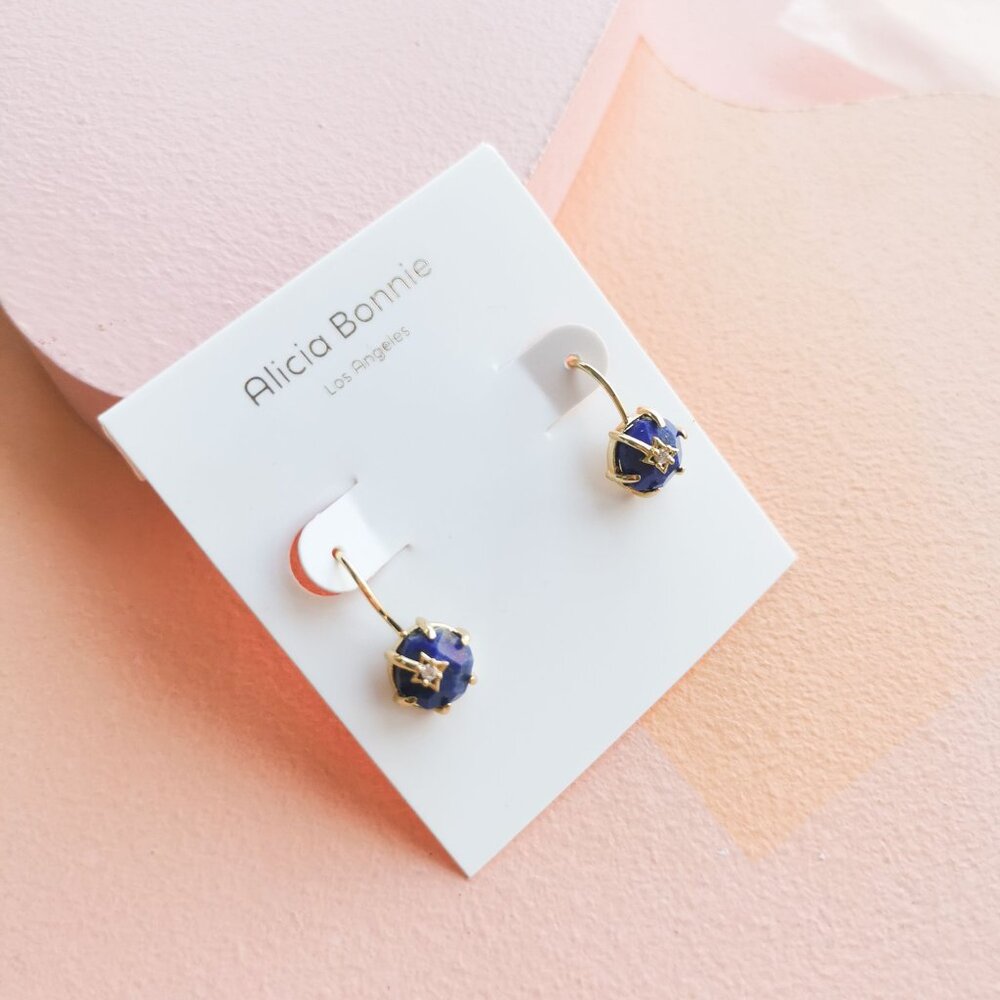 Alicia Bonnie - Gem Star Blue Lapis Gold Earrings - NEW